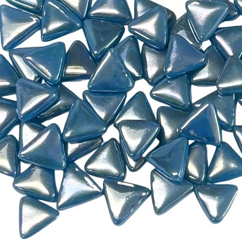 10mm Iridized Lake Blue Glass Triangles