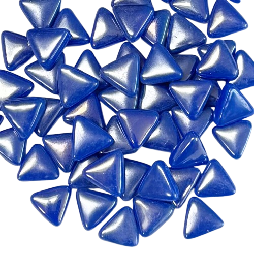 10mm Iridized Lapis Blue Glass Triangles