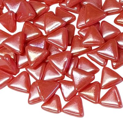10mm Iridized Watermelon Red Glass Triangle