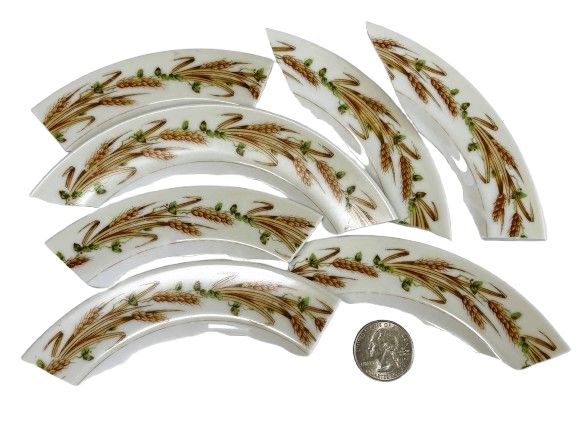 7 Long Porcelain Plate Pieces -Wheat Design