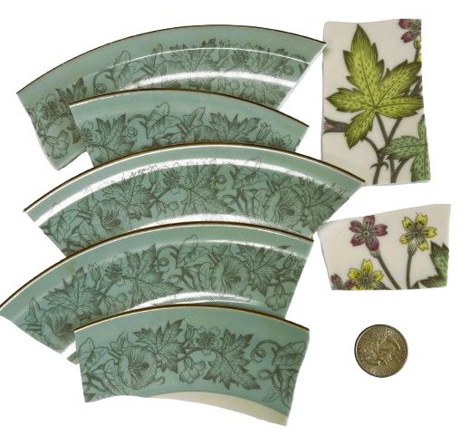 7 Large Teal Garden China Plate Pieces