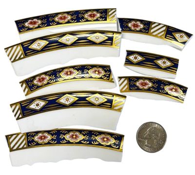 8  Long Royal Crown Derby Bone China Plate Pieces