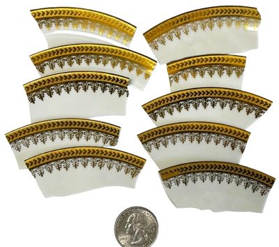 10 Long Gold Limoges Porcelain Plate Pieces