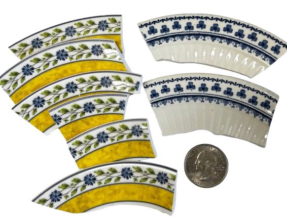 8 China Plate Pieces - 2 Coordinating Patterns