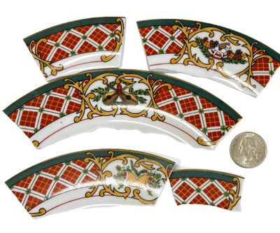 5 Large Christmas China Plate Pieces