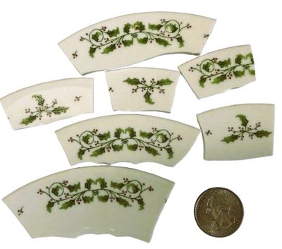 7 Christmas Holly China Plate Pieces