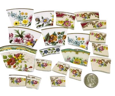20  Assorted Floral Mosaic China Mosaic Tiles