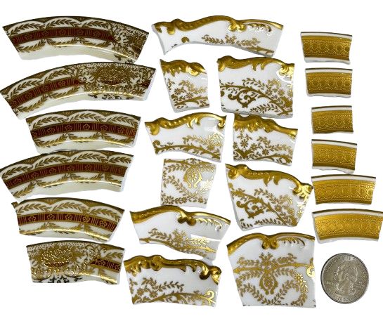 22  Assorted Gold Accented Mosaic China Mosaic Tiles
