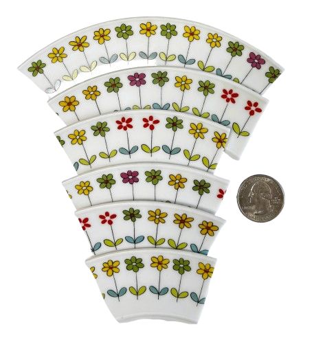 6 Large Mid Century Modern Floral Plate Pieces
