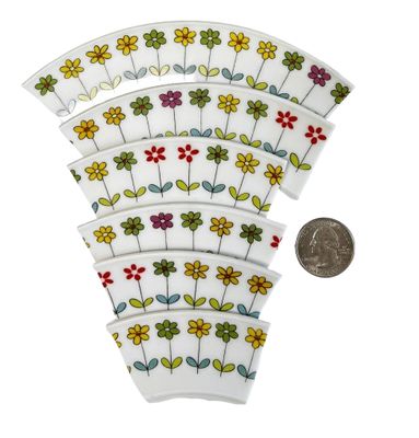 6 Large Mid Century Modern Floral Plate Pieces