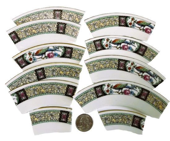 11  Long Czech Vintage China Plate Pieces