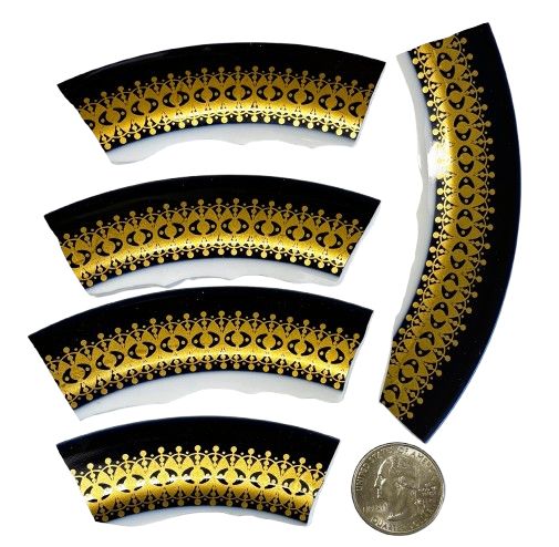 5 Dark Cobalt and Gold Large Porcalain Plate Pieces