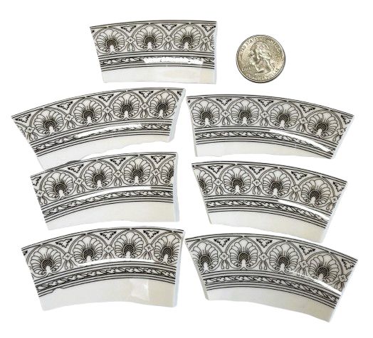 7 Black &amp; White Greek Scroll China  Pieces