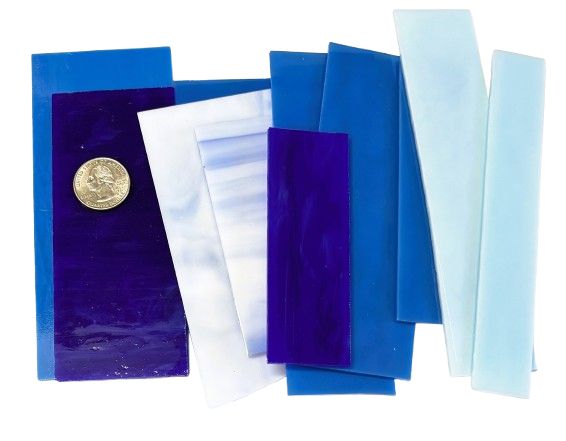 1 lb Assorted Blue Stained Glass