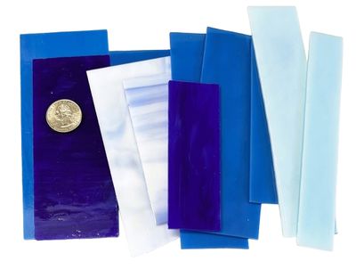 1 lb Assorted Blue Stained Glass