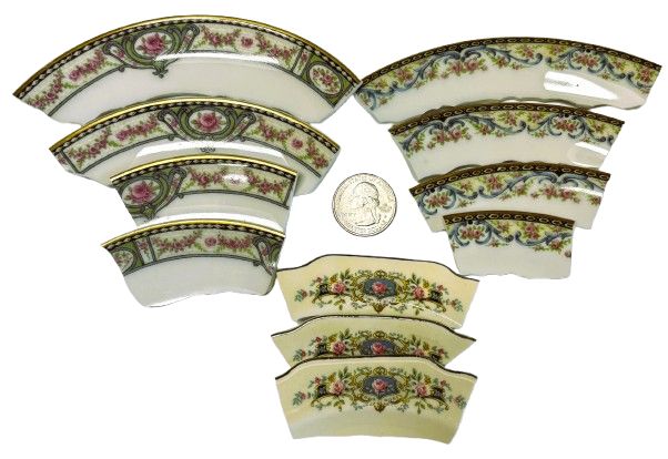 11  Plate Pieces - 3 Floral Patterns
