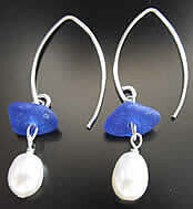 Cobalt Blue Sea Glass with Freshwater Pearls