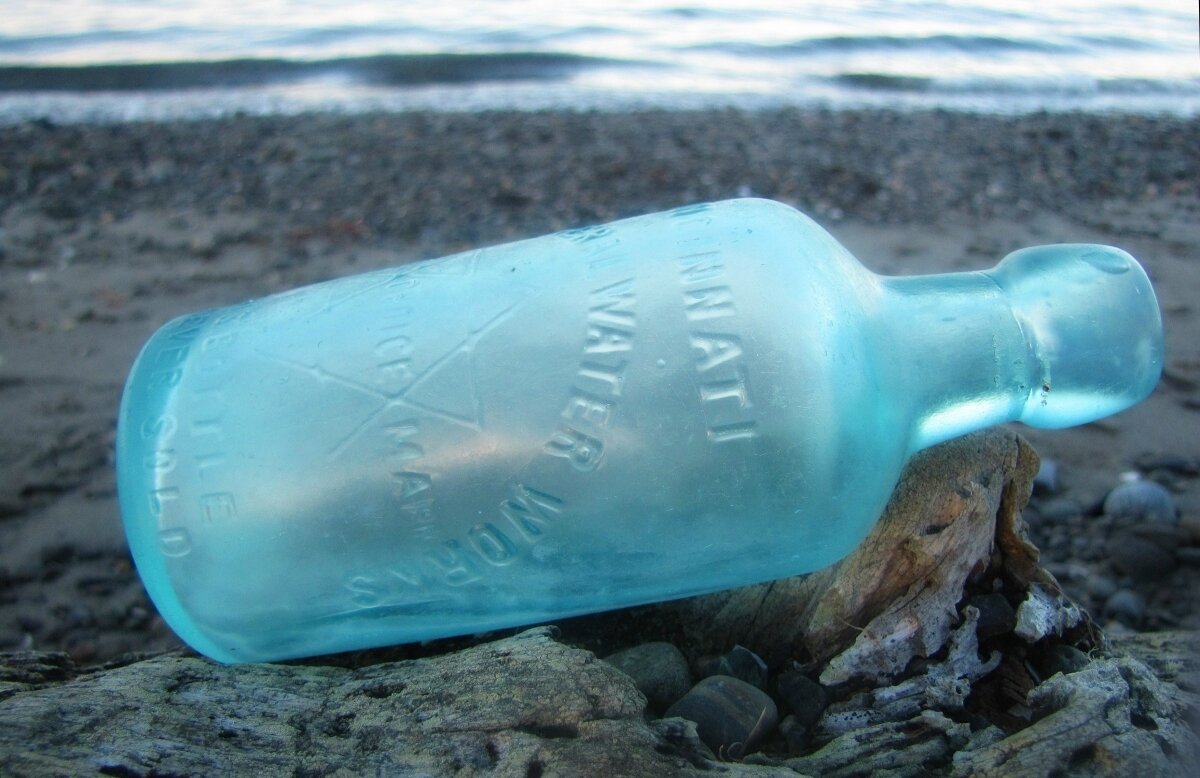 Blue Beach Bottle 5x7 Photo