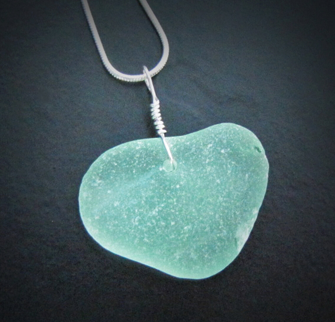 sea glass heart pendant