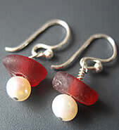 Red Sea Glass W/Pearls