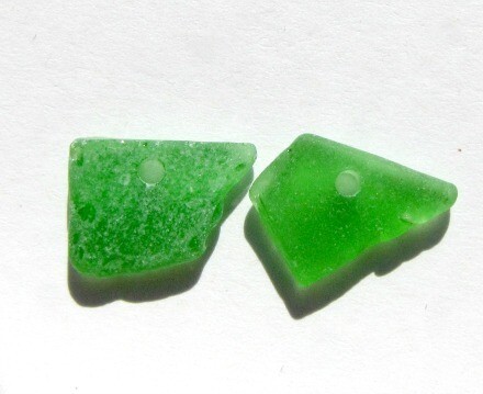 DRILLED Funky Emerald Greens - 2pcs