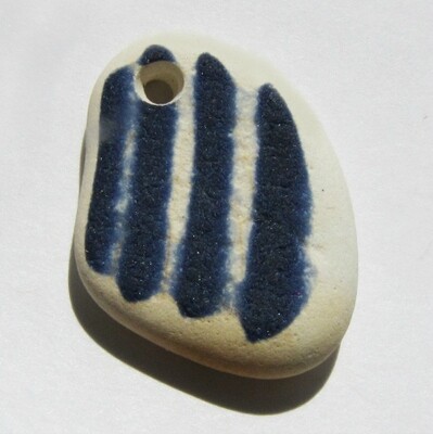 Blue & White Drilled Pottery Pendant