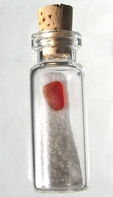 RARE Red Sea Glass in a Bottle