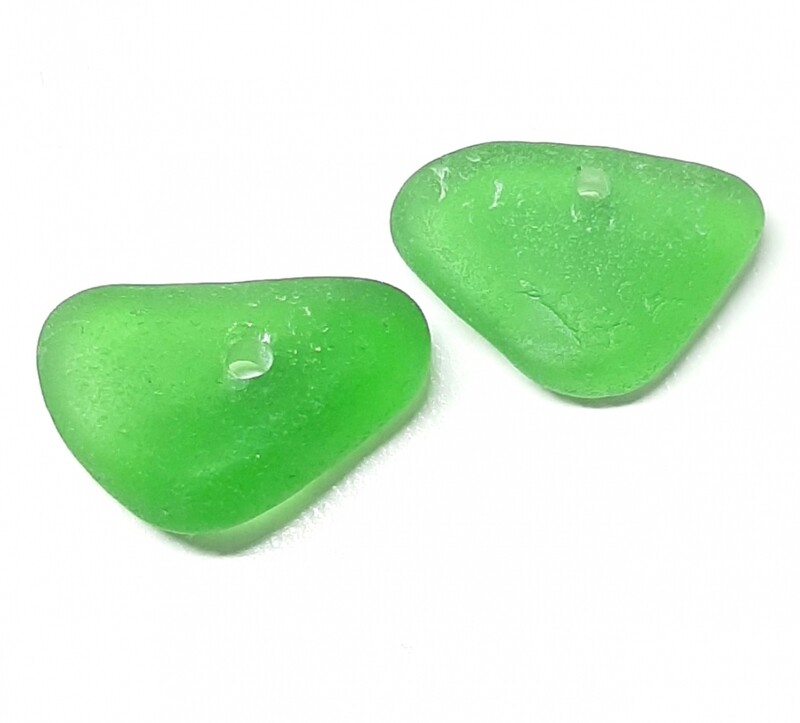 Drilled Bright Greens - 2pcs