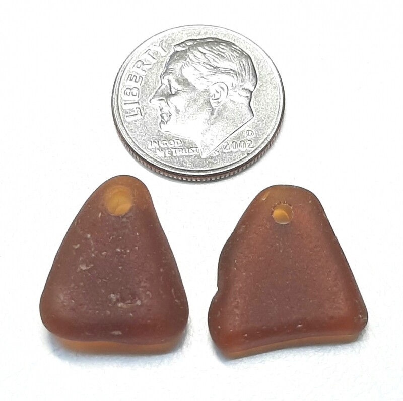 Deep, Amber Pair - Top Drilled