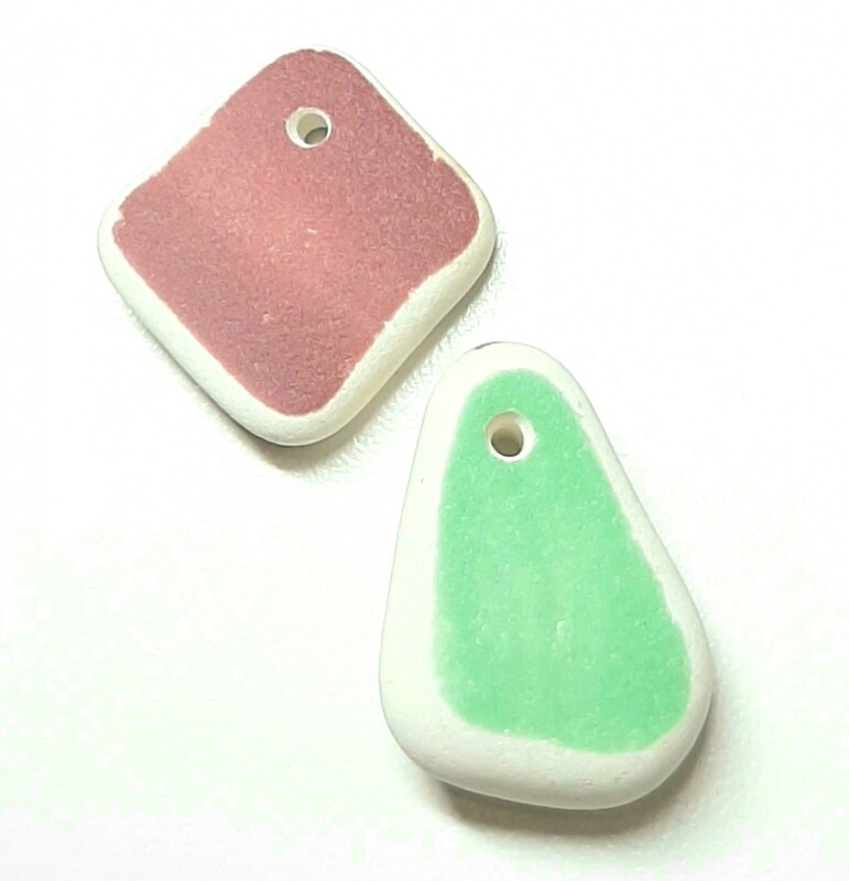 Drilled Green and Burgundy Pottery
