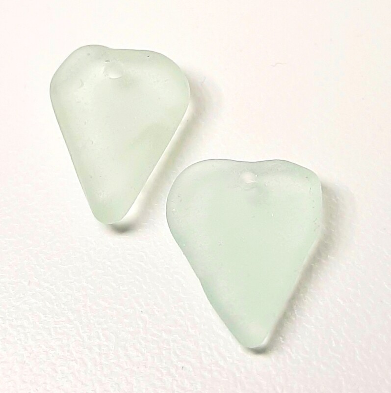 Light Seafoam Drilled Hearts Pair