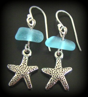 Aqua Blue Sea Star Earrings