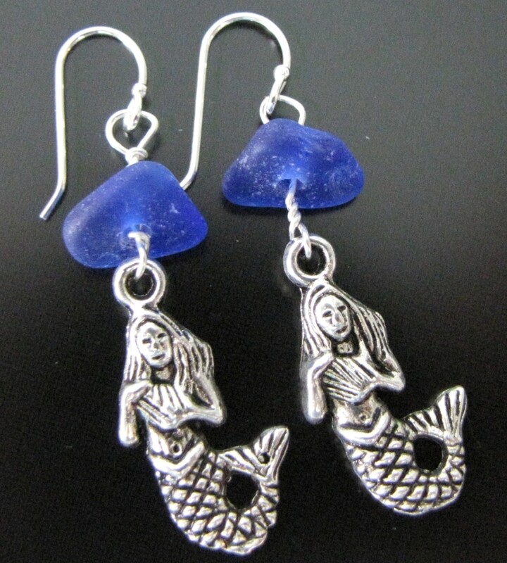 Cobalt Blue Mermaid Earrings