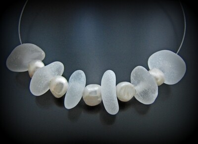 Winter Whites & Pearl Filament Necklace