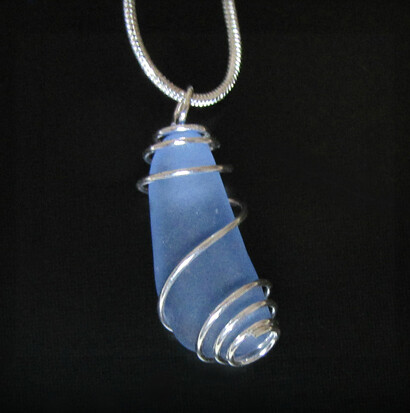 Cornflower Blue Spiral Necklace