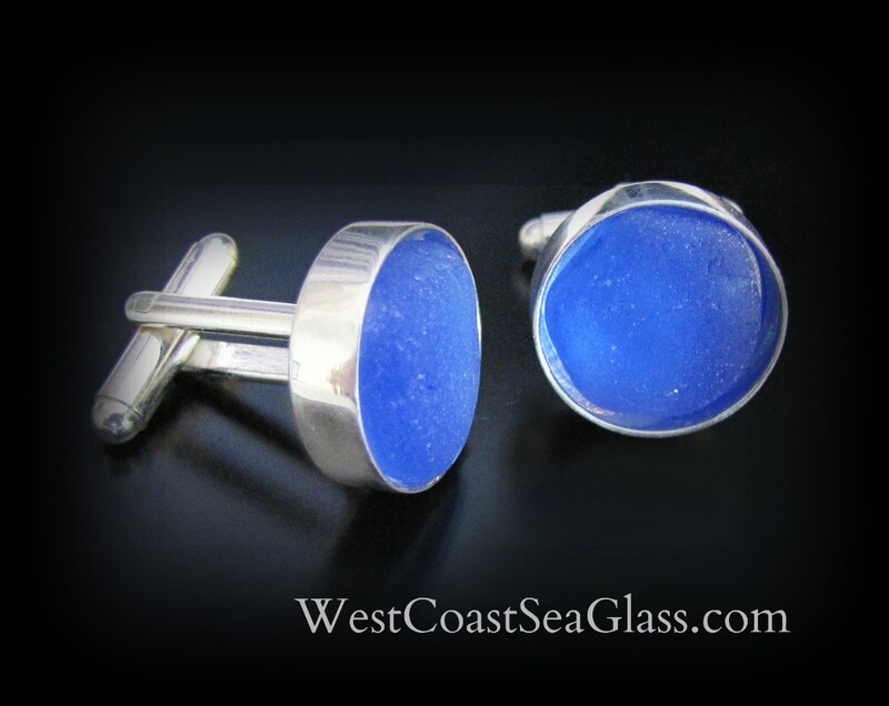 Round Cornflower Blue Cufflinks