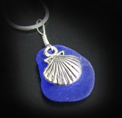Soft Blue & Clam Shell Necklace