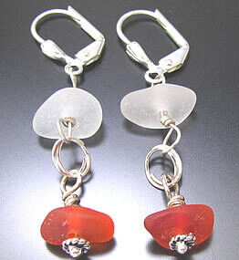 Orange & White Earrings