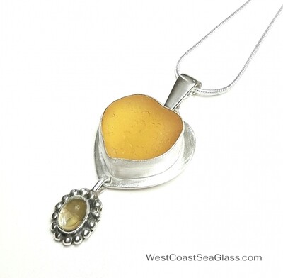 Golden Yellow Sea Glass Necklace