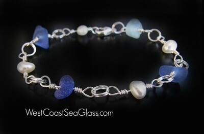 Ocean Blue Sea Glass & Pearls