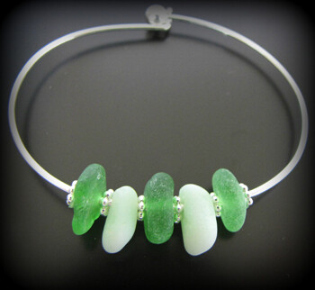 Emerald Milk Glass Bangle Bracelet