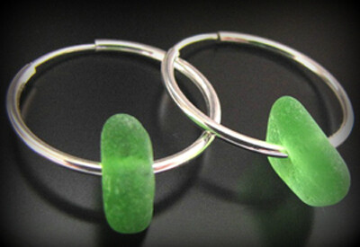 Emerald Green Hoop Earrings