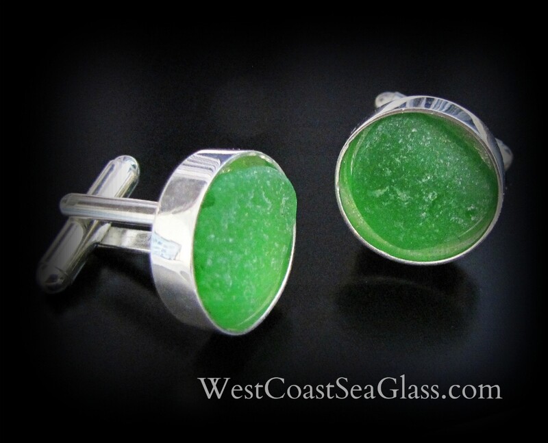 Round Emerald Green Cufflinks