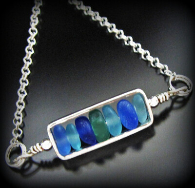 Horizontal Necklace in Blues