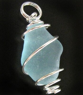 Aqua Blue Spiral Pendant