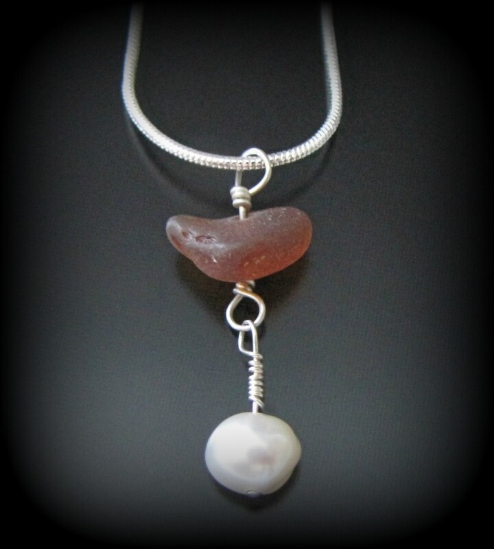 Amber Brown W/Pearl Dangle