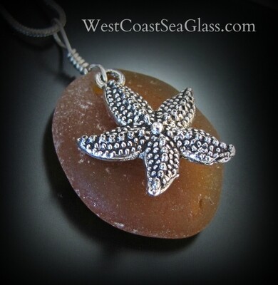 Amber Brown Sea Star Necklace