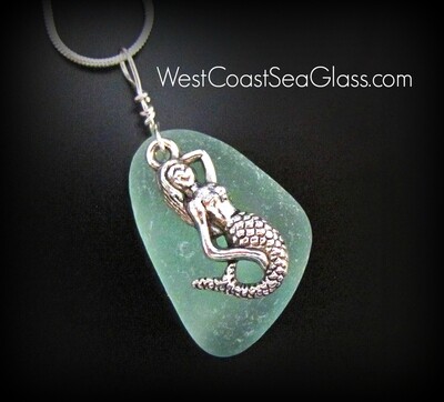 Seafoam Green & Mermaid Necklace