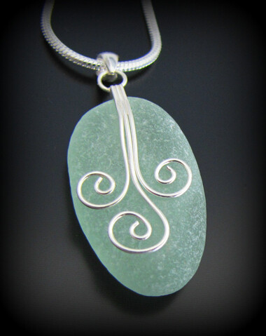 Seafoam Sea Glass Triple Swirls