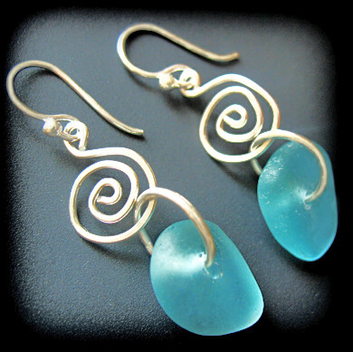 Aqua Sea Glass on Swirls